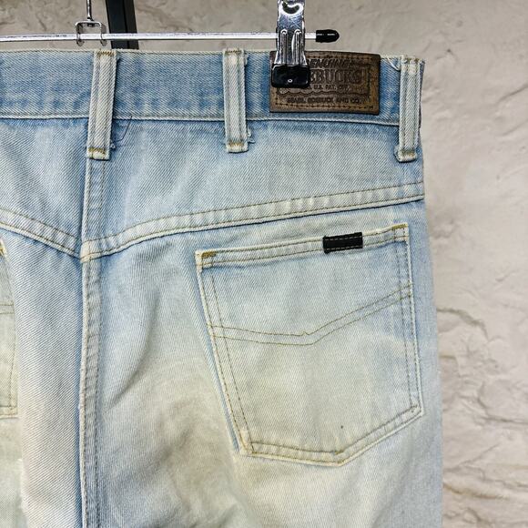 Sears Roebuck Denim Blue Jeans Light Wash Stains Distressed Faded Vintage 1970s - Picture 6 of 10